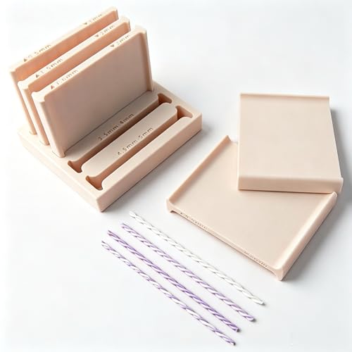Polymer Clay Thickness String Roller Tool, 5 Size Even-Thickness Guides with Base, Strip Cutter for DIY Earrings, Jewelry Making and Clay Art (Apricot) - color: Apricot