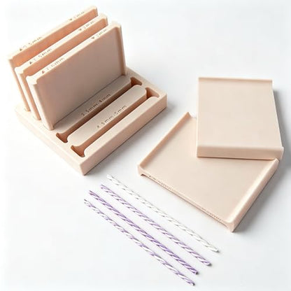 Polymer Clay Thickness String Roller Tool, 5 Size Even-Thickness Guides with Base, Strip Cutter for DIY Earrings, Jewelry Making and Clay Art (Apricot) - color: Apricot