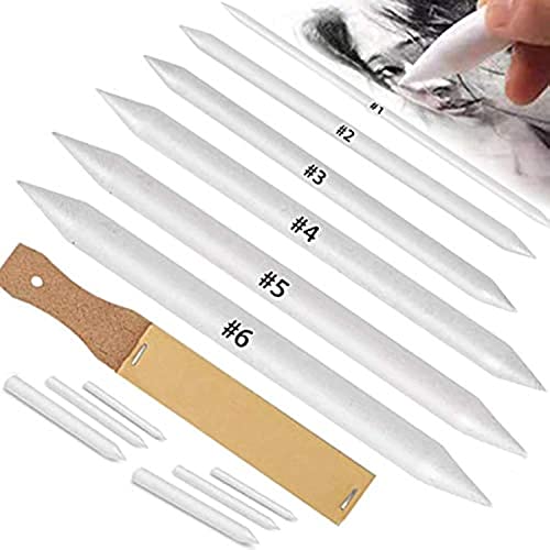 N NOROCME 12 PCS Blending Stumps and Tortillions Paper Art Blenders with Sandpaper Pencil Sharpener Pointer for Student Artist Charcoal Sketch Drawing Tools - size: 13 Pcs