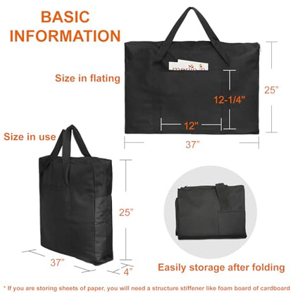 Cupohus 25" x 37" Lightweight Art Portfolio Bag (Edition 2.0) with Outer Pockets and Handle, Student Carry Transport Storage Bag for 24" x 36" Artworks - size: 25" x 37"