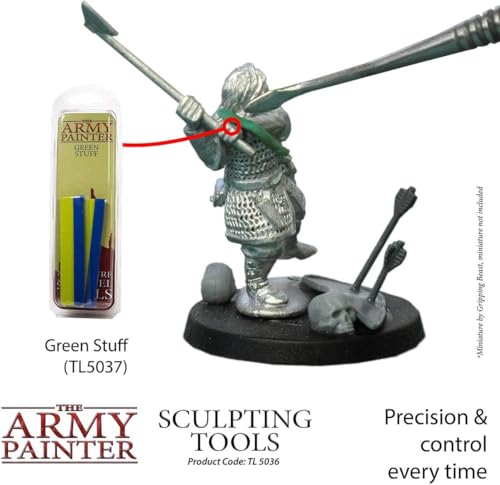 The Army Painter Sculpting Tools - Set with Three Double Ended Stainless Steel Dab Tools, Polymer Tools for Modeling Plastic, Resin, and Metal Miniatures - Green Stuff Putty, 45 g