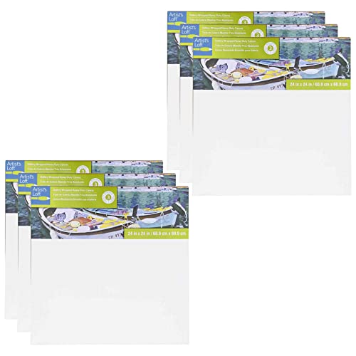 Artist's Loft 24" x 24" Level 3 Gallery Wrapped Heavy Duty Canvas - Archival, Acid Free Cotton Canvas for Acrylic and Oil Paint - Bulk 6 Pack - size: 24 x 24