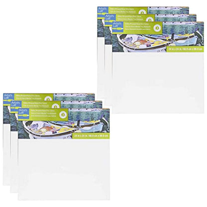Artist's Loft 24" x 24" Level 3 Gallery Wrapped Heavy Duty Canvas - Archival, Acid Free Cotton Canvas for Acrylic and Oil Paint - Bulk 6 Pack - size: 24 x 24