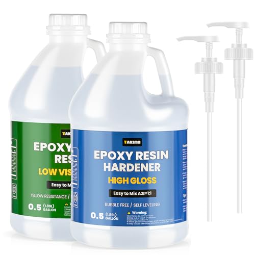 1 Gallon Crystal Clear Epoxy Resin Kit, High Gloss Bubble Free Resin for Jewelry, Coasters, Molds, Art & DIY Projects, Self-Leveling 1:1 Casting & Coating Resin - size: 1 Gallon