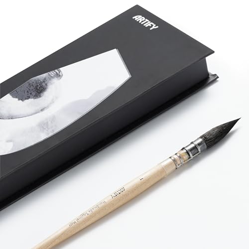 ARTIFY Professional Natural Squirrel Hair Quill Watercolour Brushes | Mop Round Fine Tip Watercolor Paint Brush for Large Strokes Smudging | Ideal for Watercolor and Gouache Painting (#4) - color: Size #4
