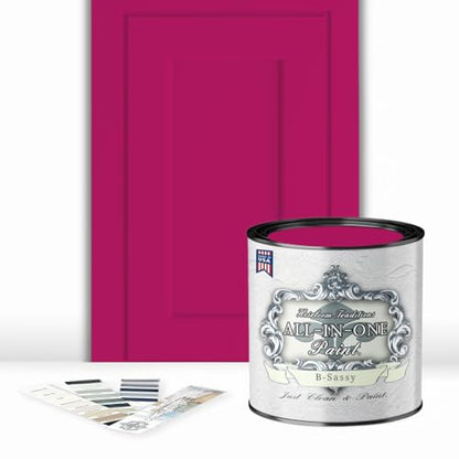 ALL-IN-ONE Paint by Heirloom Traditions, B-Sassy (Rich Raspberry), Quart - Durable cabinet and furniture paint. Built in primer and top coat, no sanding needed. Includes our 30 featured color card. - color: B-Sassy, size: 32 Fl Oz (Pack of 1)