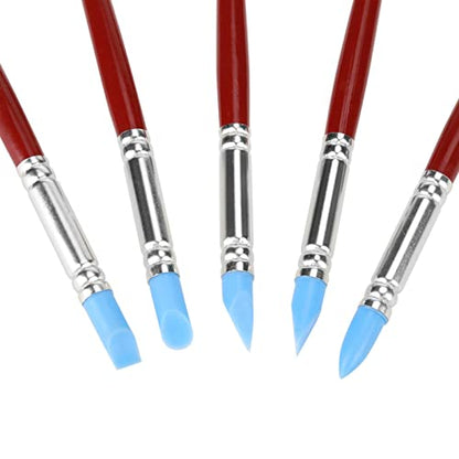 5Pcs Rubber Tip Paint, Silicone Clay Tools, Delicate Durable Silicone Pen Head Smooth Handle Color Shapers Brushes for Clay Sculpture Pottery DIY Shaping Carving Tool