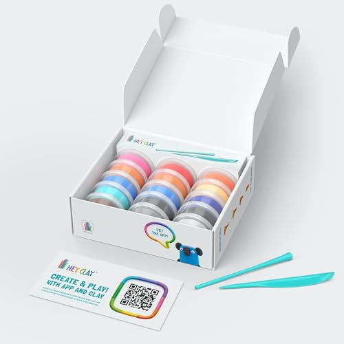 HEY CLAY Set - Colourful Modeling Air Dry Clay Kit for Kids 15 cans and Sculpting Tools with Fun Interactive Instructions App - Children 3+ (Australian Animals) - style: Australian Animals