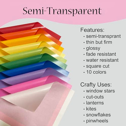 Translucent Wax Paper, Kite Paper, Glassine Papers. Suitable for Making Window Stars, Waldorf Stars (Bright, 4 x 4 inch) - color: Bright, 4 x 4 inch