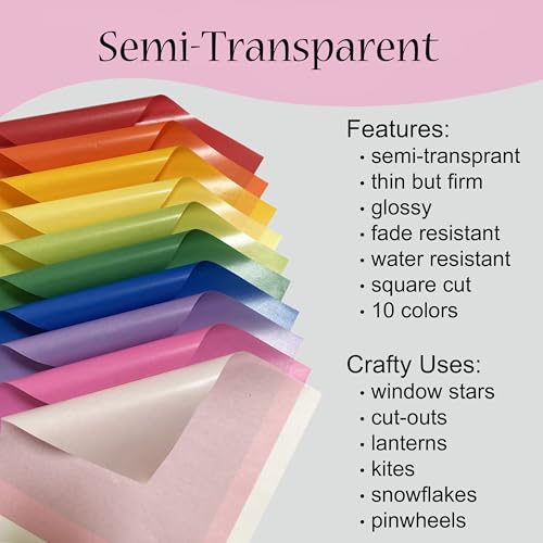 Translucent Wax Paper, Kite Paper, Glassine Papers. Suitable for Making Window Stars, Waldorf Stars (Bright, 6 x 6 inch) - color: Bright, 6 x 6 inch