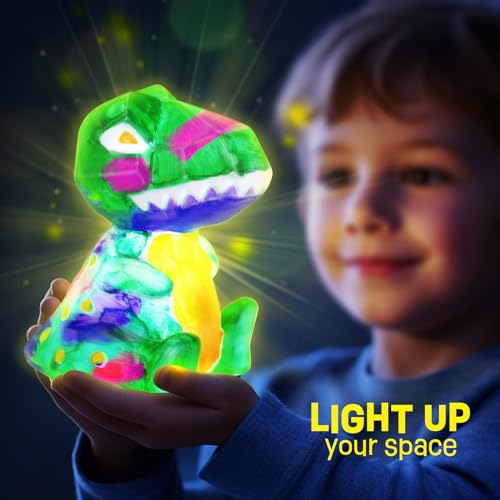 LAOESE Paint Your Own Dinosaur Lamp Kit, Art Supplies Kids Paint Set, Arts and Crafts for Kids Ages 8-12, Dinosaur Toys Girls Boys Birthday Gifts for Kids Ages 3 4 5 6 7 8 9 10 11 12+ - style: Dinosaur