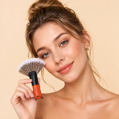Docolor Fan Brush Professional Face Makeup Brush Highlighting Kabuki Premium Synthetic Hairs Cosmetic Tool, Red BULL Fan Brush - size: Red BULL Fan Brush