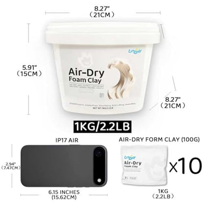 2.2 Lbs/1kg LitoJoy White Air Dry Foam Clay Pro Pack - Modeling, Soft, Light Weight for School Supply, Art Projects, Halloween Deco, Cosplay Props, Slime Supplies, Flower Mirror for Kids and Adults