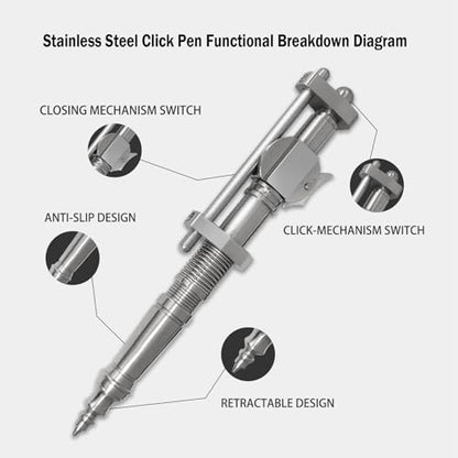 Dr. Metalleung Tactical Ballpoint Pen: Click Stainless Steel Retractable EDC Heavy Pen - Refillable, Designed for Smooth Office Writing & Gifts - style: Mechanical click pen