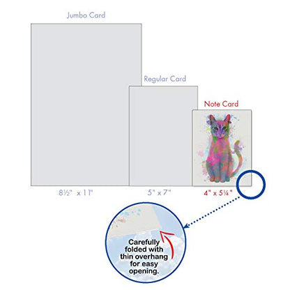 The Best Card Company 20 Assorted Blank Notecards Bulk Box Set 4 x 5.12 Inch with Envelopes (10 Designs, 2 Each) Funky Rainbow Cats AM6199OCB-B2x10 - style: Funky Rainbow Cats