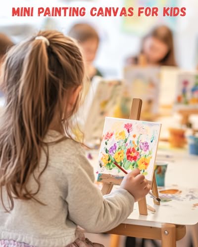 Simetufy 24 Pack 4x4 Inch Mini Canvas Boards Painting Panels, 100% Cotton Primed Acid-Free for Oil, Watercolor & Acrylic Painting, Art Projects - size: 4"x4"