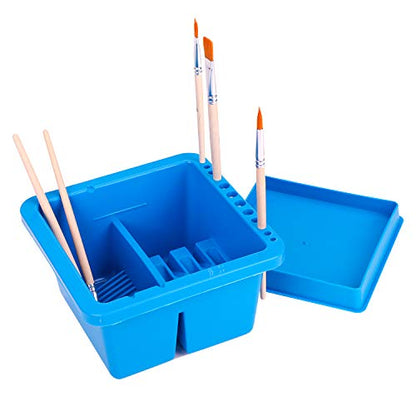 Paint Brush Cleaner Brush Holder Tray Multi-functional Paint Brush Basin Cleaner Plastic Artist Brush Cleaning Washer with Lid Brush Washing Tub for Watercolor Oil Gouache Acrylic Painting