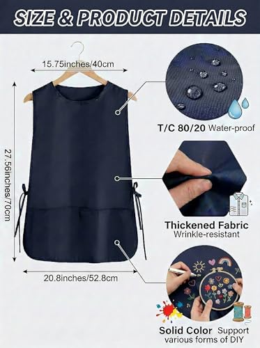 TFTAFAN Cobbler Apron Unisex Waterproof Apron with 2 Deep Pockets Art Smock for Painting Cleaning Artiest Apron work kitchen - color: Navy Blue