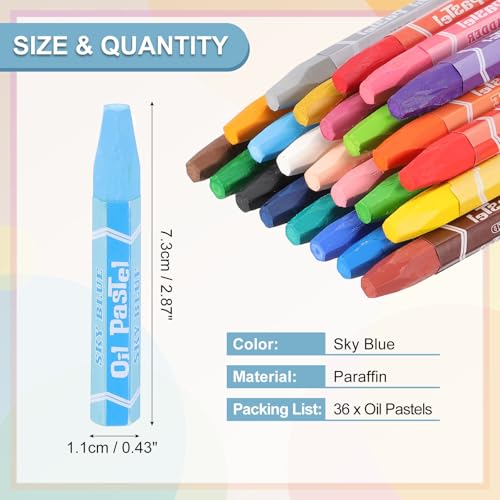 PATIKIL Sky Blue Oil Pastels, 36Pcs Soft Oil Crayons Pastels Stick Vibrant and Creamy Art Supplies Bulk for Artists Beginners Art Painting Drawing Blending Graffiti Gallery - color: Sky Blue