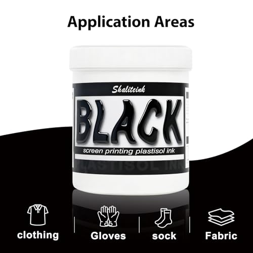 Shaliteink® Screen Printing Plastisol Ink Black - Highly Opaque Screen Printing Ink for Cotton, Polyester and Other Fabrics (8oz.) - color: Black, size: 8 fl oz