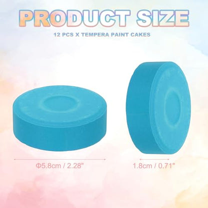 PATIKIL 12 Pcs Tempera Cakes, 2.3"x0.7" Washable Tempera Paint Cakes Blocks Bulk Large Art Supplies Watercolor for Artists Art Painting Drawing DIY Crafting, Lake Blue - color: Lake Blue