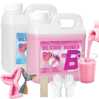 Silicone Mold Making Kit 68oz, 15A Platinum Cure Silicone Rubber, Liquid Silicone for Mold Casting of Resin/Soap/Candle/Wax/Concrete/Clay, Pink