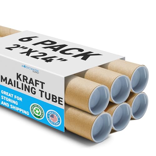 MagicWater Supply Mailing Tube - 2 in x 24 in - Kraft - 6 Pack - for Shipping and Storage of Posters, Arts, Crafts, and Documents - size: 6 Pack