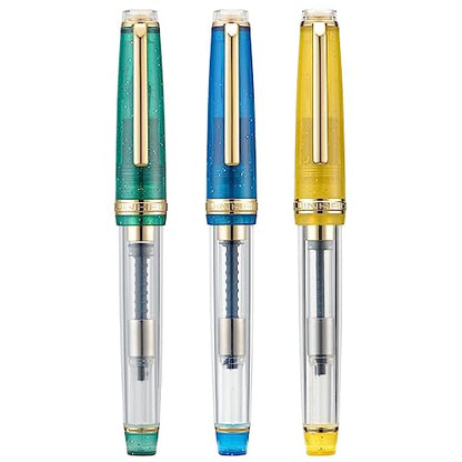 Set of 3 Jinhao 82 Fountain Pens Transparent Starry Sky Color Acrylic Extra Fine Point Gold Trim with Converter - color: Starry Sky, style: Extra Fine Nib