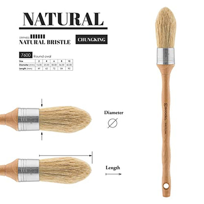 Escoda Series 7600 Artist Oil and Acrylic Paint Brush for Murals, Decorative Work & Faux Finishing, Natural Chungking Hog Bristle, Round Oval, Size 4