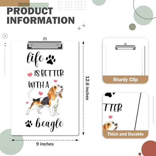 Dog Clipboard, Beagles Gifts ClipBoards with Low Profile Clip for Woman Man Teachers Students, Beagle ClipBoards Suitable for School Office, 12.6 x 9 Inch Size - C05 - style: Life Is Better With A Beagle