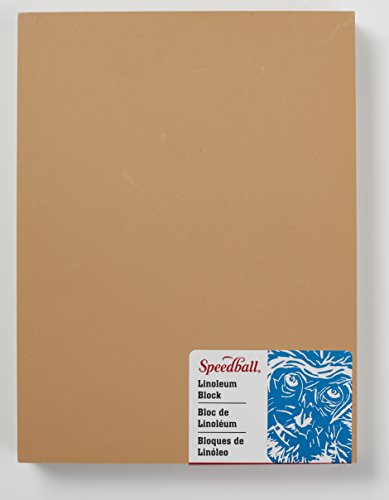 Speedball 4311 Premium Mounted Linoleum Block – Fine, Flat Surface for Easy Carving, Smoky Tan, 6 x 8 Inches - size: 6 x 8 Inches