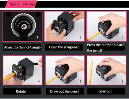 Manual Pencil Sharpener, School Pencil Sharpener, Helical Steel Blade, Not Easy to Break, for School/Home/Office/Woodworking/Engineering Drawing/Art Drawing Sketching