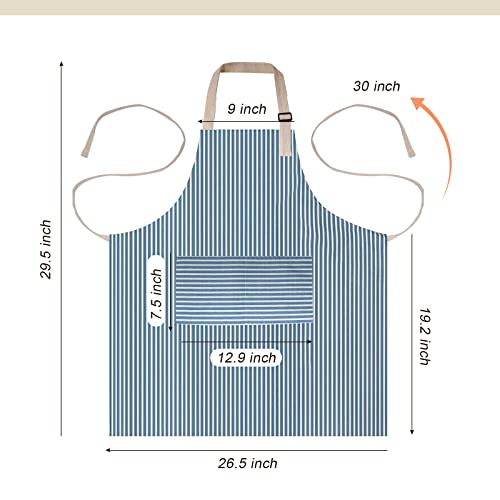 ATROPOS 2 Pack Aprons for Women with Pockets, Waterproof Cooking Aprons for Women, Adjustable Bib Apron Chef Aprons Painting Apron for Kitchen,Cooking,Baking,BBQ,Cleaning,Painting - color: Red /Blue Stripes