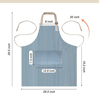 ATROPOS 2 Pack Aprons for Women with Pockets, Waterproof Cooking Aprons for Women, Adjustable Bib Apron Chef Aprons Painting Apron for Kitchen,Cooking,Baking,BBQ,Cleaning,Painting - color: Red /Blue Stripes