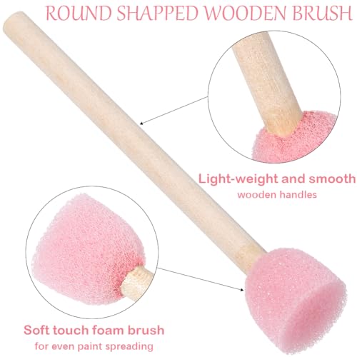 40Pcs 0.6 Inch Round Foam Sponge Brushes Foam Stencil Brush Set with Wooden Handle Small Circle Sponges Pink Stenciling Decorating Tools Paint Daubers for Painting Staining DIY Crafts Adult - style: Style 1