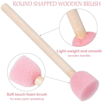 40Pcs 0.6 Inch Round Foam Sponge Brushes Foam Stencil Brush Set with Wooden Handle Small Circle Sponges Pink Stenciling Decorating Tools Paint Daubers for Painting Staining DIY Crafts Adult - style: Style 1