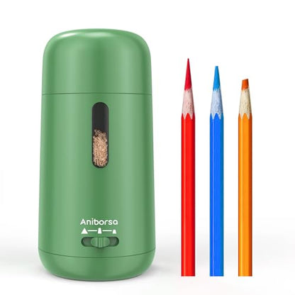 Automatic Electric Pencil Sharpener - Auto Feed, Auto Stop & Auto Eject, Rechargeable for Classroom, Home, School, Office, Green - color: Green