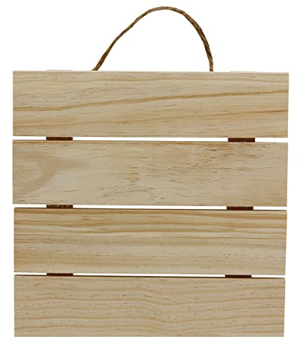 Creative Hobbies 10x10 Inch Unfinished Wood Hanging Plaque - DIY Pallet Sign, Notch Banner, Wooden Sign, Wood Slice, Decorative Plaque, Rustic Decor for Shop Home, Craft Projects - size: 10 inch