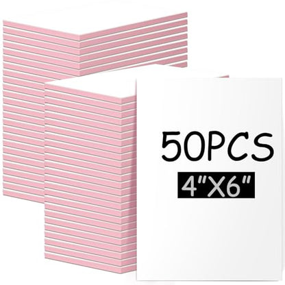 Frienda 50 Pack Rubber Carving Blocks 4 x 6 Inch, Rubber Stamp Carving Blocks for Printmaking, Printing, DIY Craft Project, Soft Block Stamp for Beginners and Professional (White & Pink) - color: White & Pink
