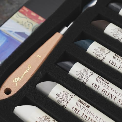PHOENIX Dark Shades Oil Paint Stick - Set of 6 Liner Colors with White & Black 37ml Large Soft Water Soluable Oil Pastels for Artists - color: 6 Liner Colors