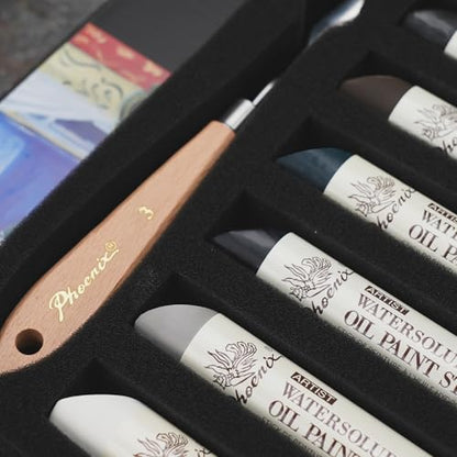 PHOENIX Dark Shades Oil Paint Stick - Set of 6 Liner Colors with White & Black 37ml Large Soft Water Soluable Oil Pastels for Artists - color: 6 Liner Colors