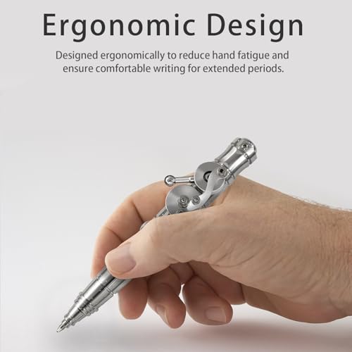 Dr. Metalleung Bolt Action Pen: Pocket EDC Retractable Ballpoint Pen, Refillable, Heavy Duty Stainless Steel Pen - Design for Smooth Office Writing & Gifts - style: Mechanical gear pen