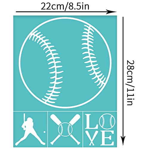 OLYCRAFT 2Pcs 11x8.6 Inch Self-Adhesive Silk Screen Printing Stencil Baseball Pattern Mesh Transfers Stencil Love Letter for Painting on Wood DIY T-Shirt Fabric - color: Baseball