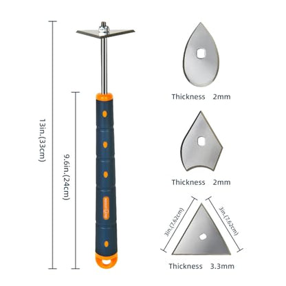 MANUFORE 13-Inch Contour Paint Scraper, Long Soft Grip Handle with 3 Interchangeable Blades for Paint, Varnish, Putty, Caulk and Rust Removal on Curved & Rounded Surfaces