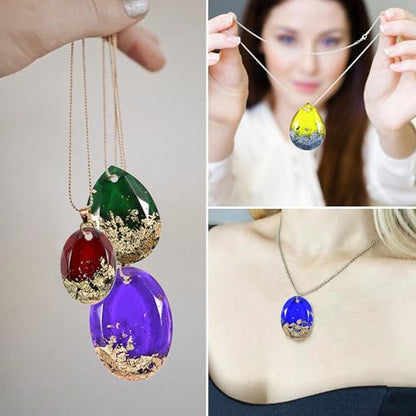 Waterdrop and Oval Resin Jewelry Molds,6 Cavities Silicone Pendant Molds for Resin Epoxy,Resin Casting Molds with Hanging Hole for DIY Gem Cabochon Pendant, Earring, Necklace Jewelry Making