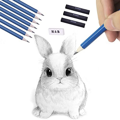 H & B 33 Pieces Drawing Pencils Set, Sketching Pencils Set & Drawing Kit, Includes Sketch Pad, Graphite Pencils, Charcoal Sticks and Eraser, Supplies for Artists/Beginner/Adults - size: 33 Piece Set