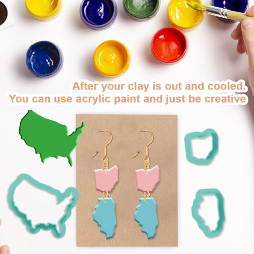 25Pcs America Map Polymer Clay Cutters State Clay Cutters Polymer Jewelry Cutter for Keychain Making Party Festival DIY Supplies - color: America Map