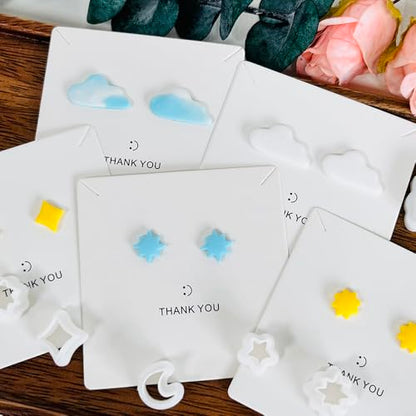 Xaekicr 6 PCS Sky Theme Polymer Clay Cutters Set – Cloud Moon Star Shapes Clay Cutters for Polymer Clay Molds, Jewelry DIY Clay Tools - color: Y color