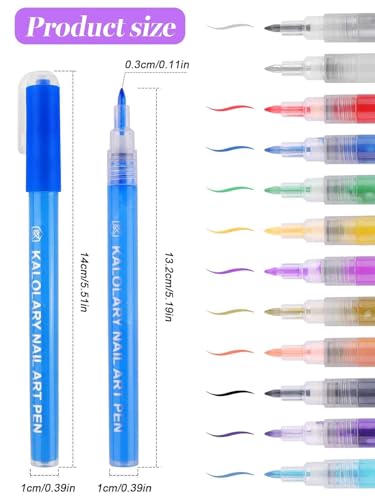 12 Color 3D Nail Art Pens Set, Kalolary Nail Point Graffiti Dotting Pen Drawing Painting Liner Brush for DIY Nail Art Beauty Adorn Manicure Tools - color: C