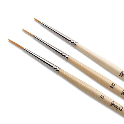 Jerry Q Art 12 Pcs Detail Paint Brushes, Golden Synthetic Hair, High Performance for Oil, Acrylic and Watercolor JQ-503